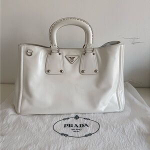 Prada authentic White Leather Handbag